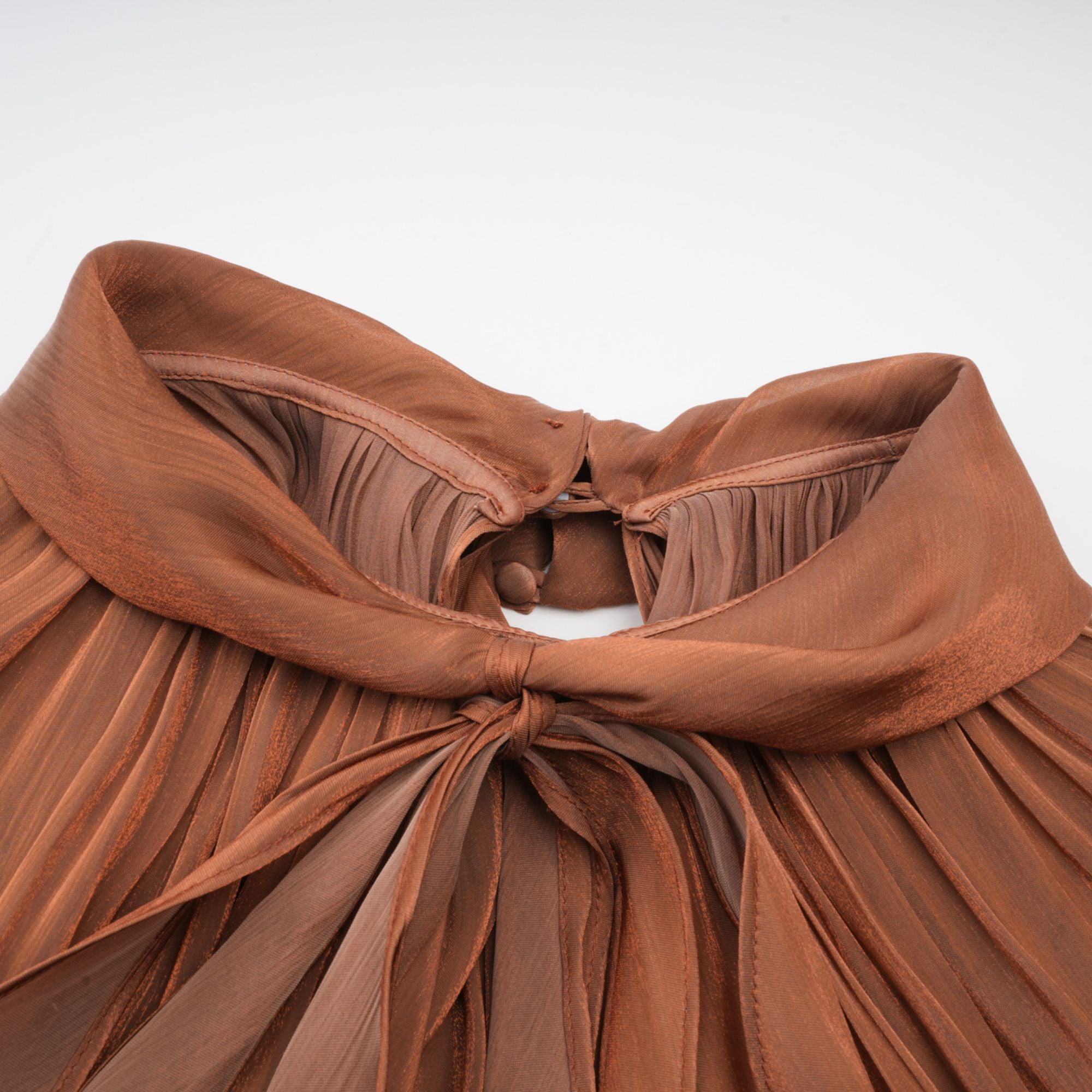 Mila Brown Pleated Satin Maxi Dress (Final Sale-US Only)