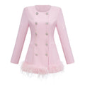 Freja Pink Feather Trim Mini Blazer Dress