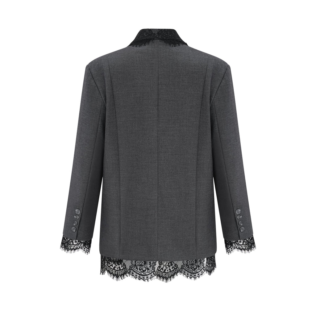 Blazer gris con paneles de encaje de la marca Final Sale, vista frontal en la imagen DSC02287.