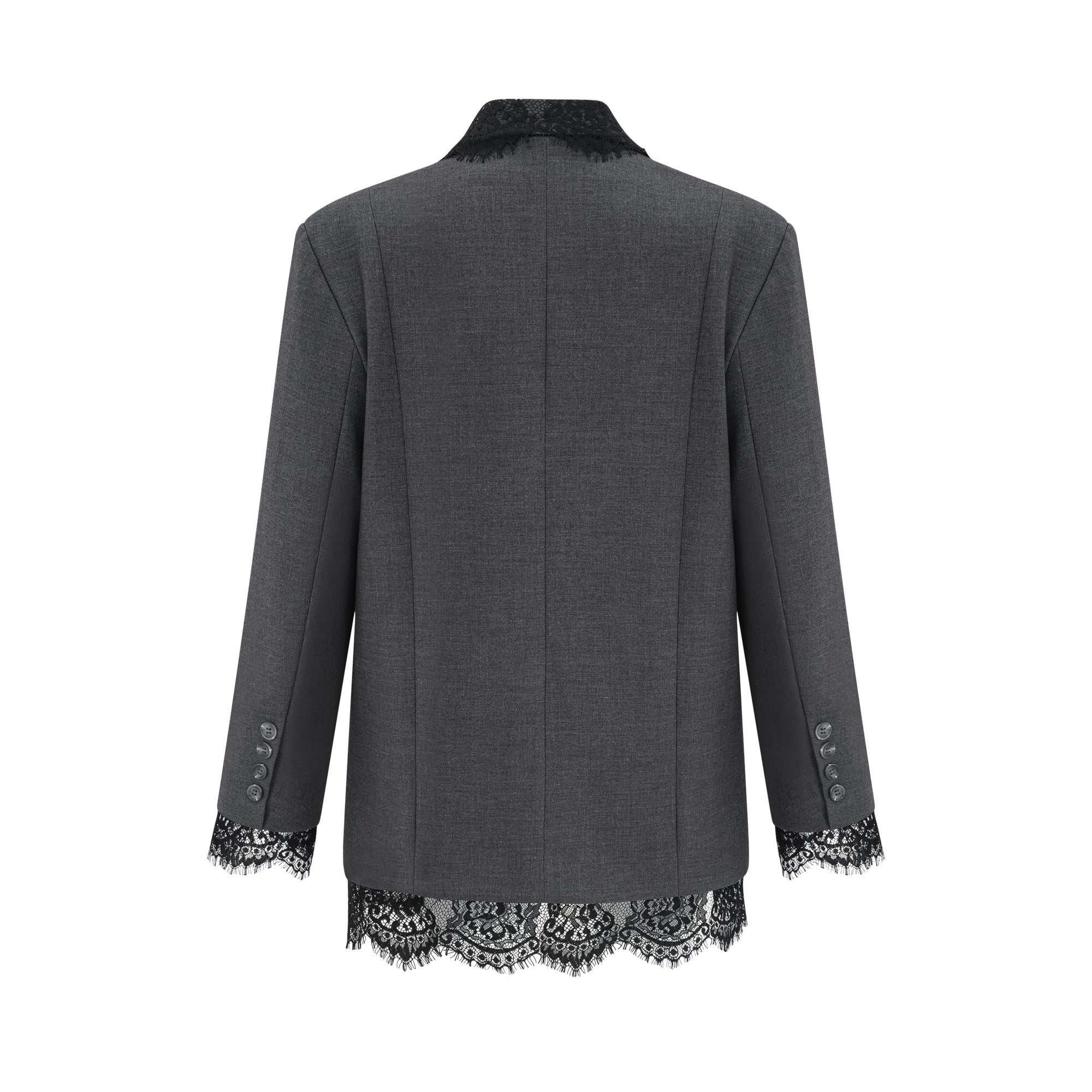 Blazer gris con paneles de encaje de la marca Final Sale, vista frontal en la imagen DSC02287.