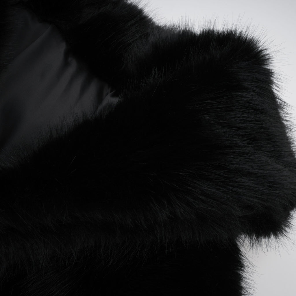 Alberta Black Faux-Fur Corset Panel Jacket