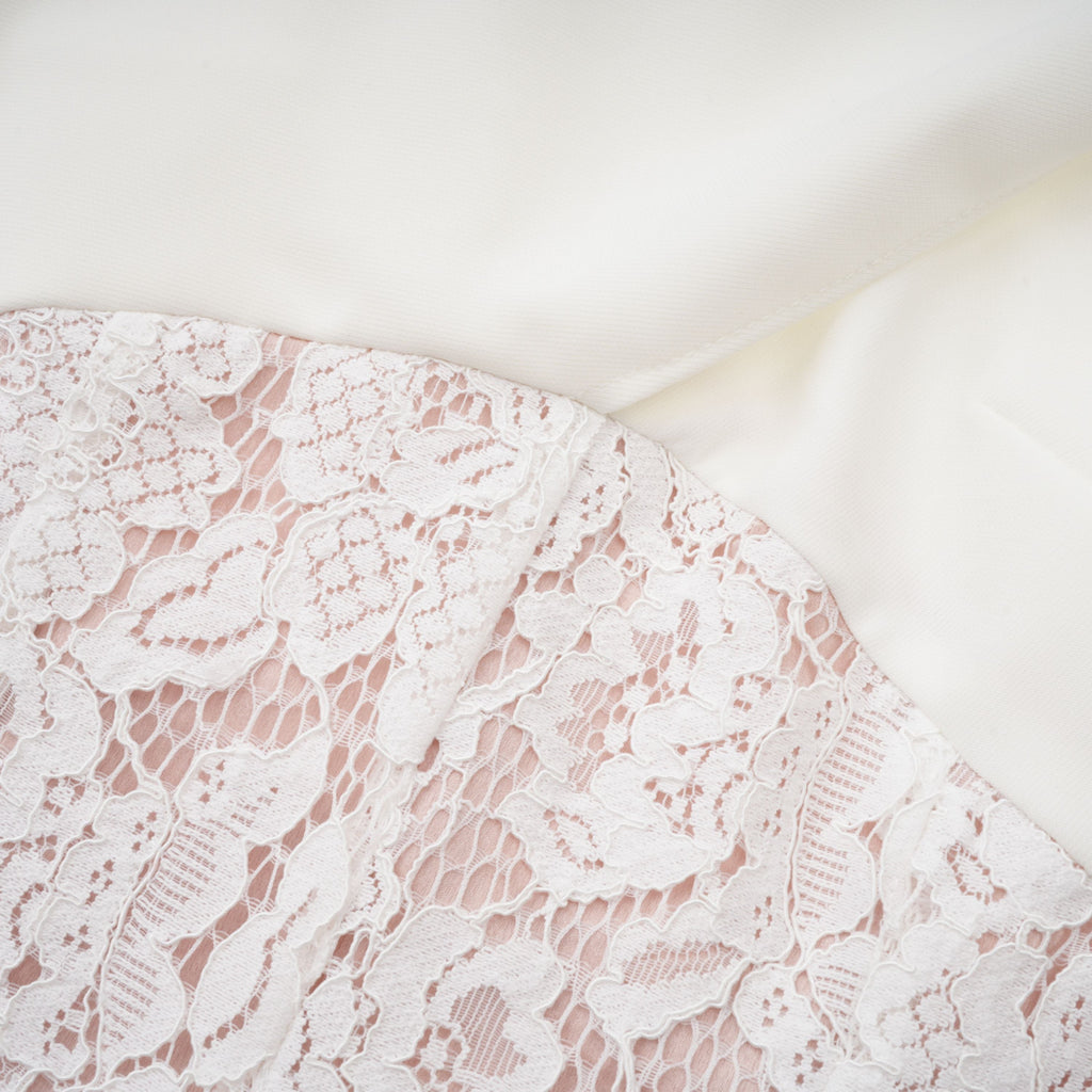 Marzia White Ribbon Detail Floral Lace Maxi Dress