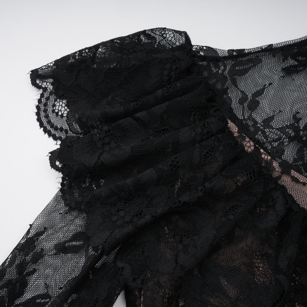 Roxane black floral-lace ruffled maxi dress (Final Sale-US Only)