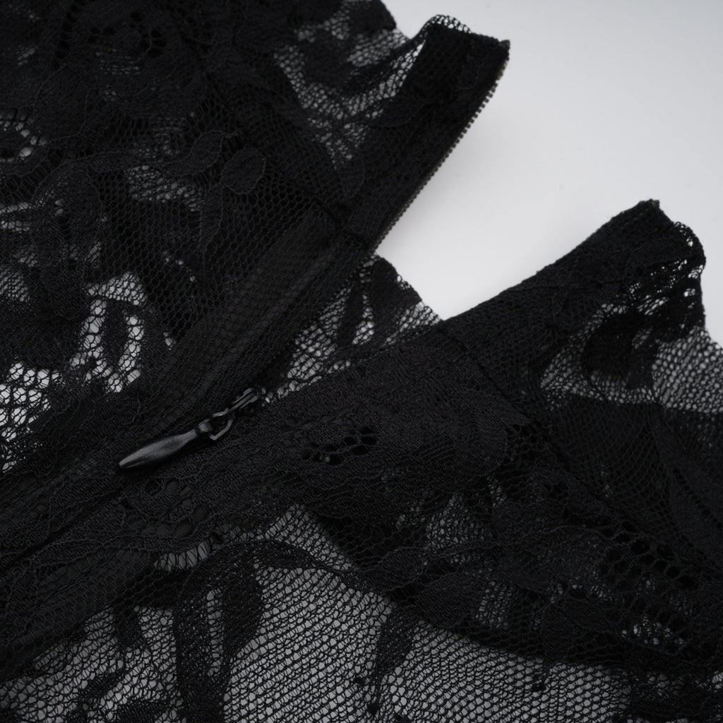 Roxane black floral-lace ruffled maxi dress (Final Sale-US Only)