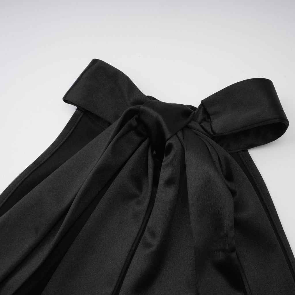 Ginevra black halterneck faux-pearl satin maxi dress (Final Sale-US Only)