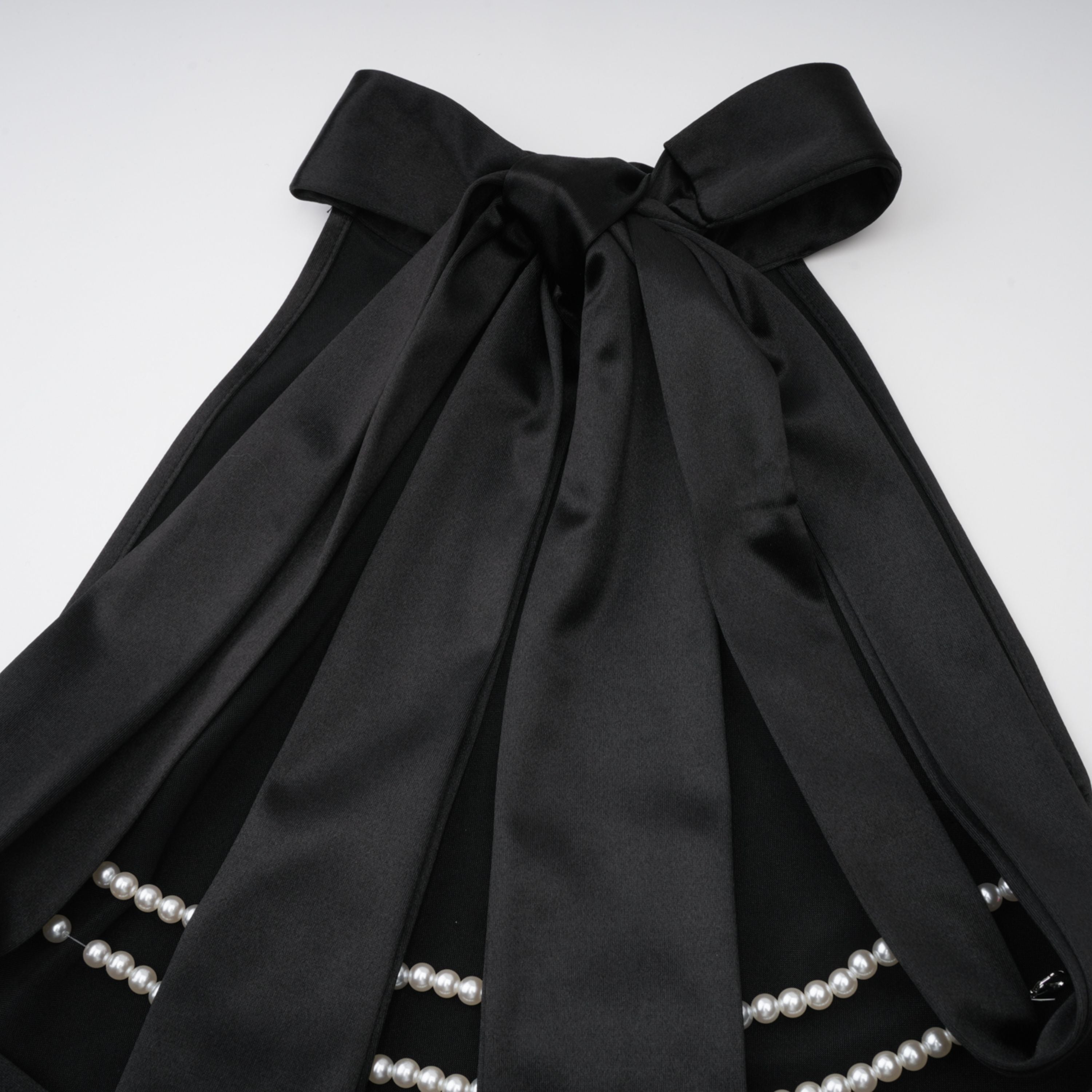 Ginevra black halterneck faux-pearl satin maxi dress (Final Sale-US Only)