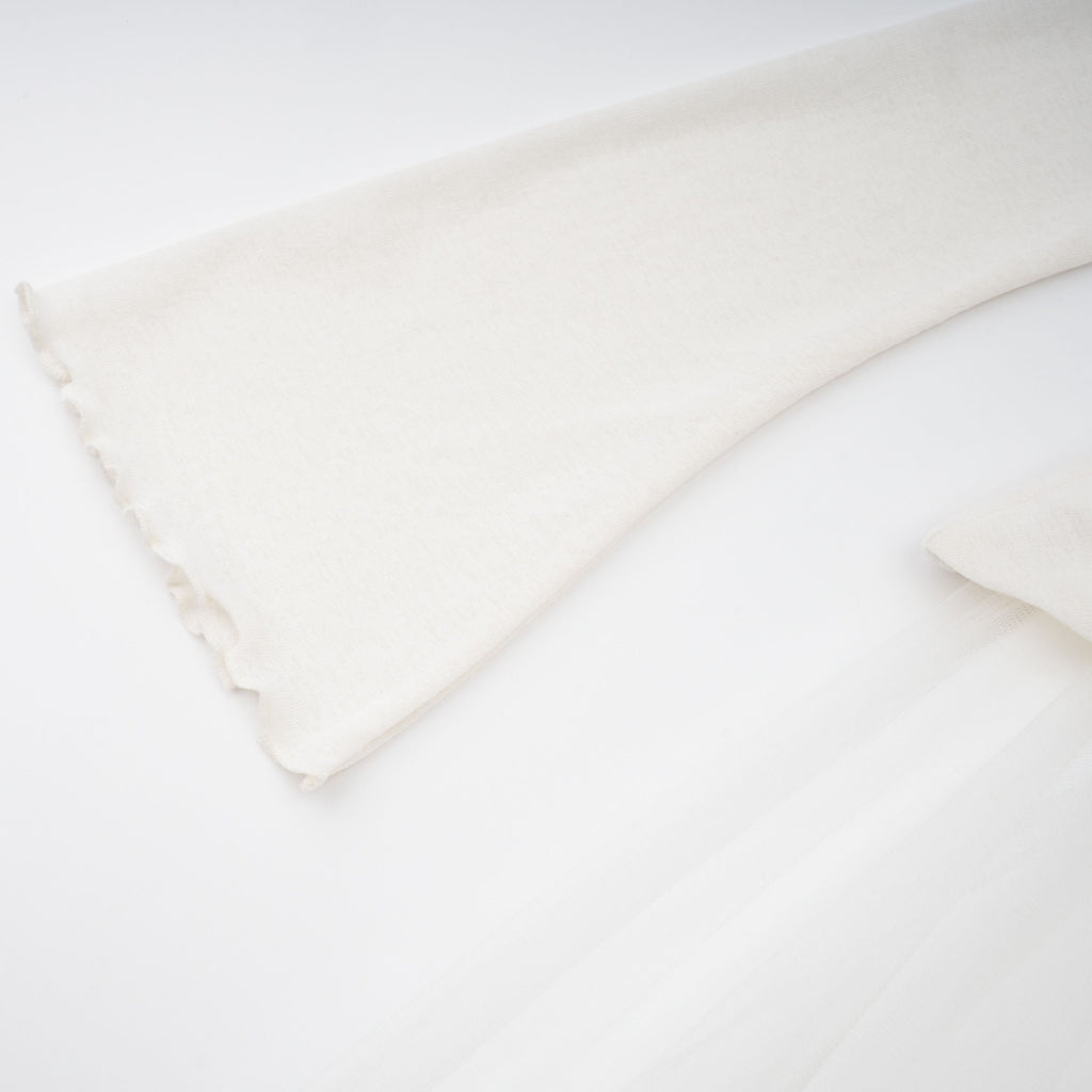 Lark White Tulle Panel Knit Midi Dress
