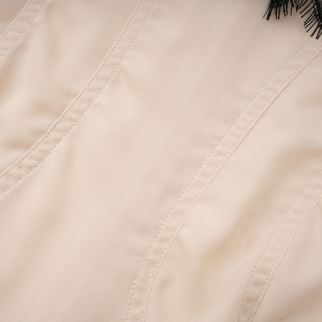 Zsófia Neutral Lace Panel Chiffon Top & Skirt Matching Set