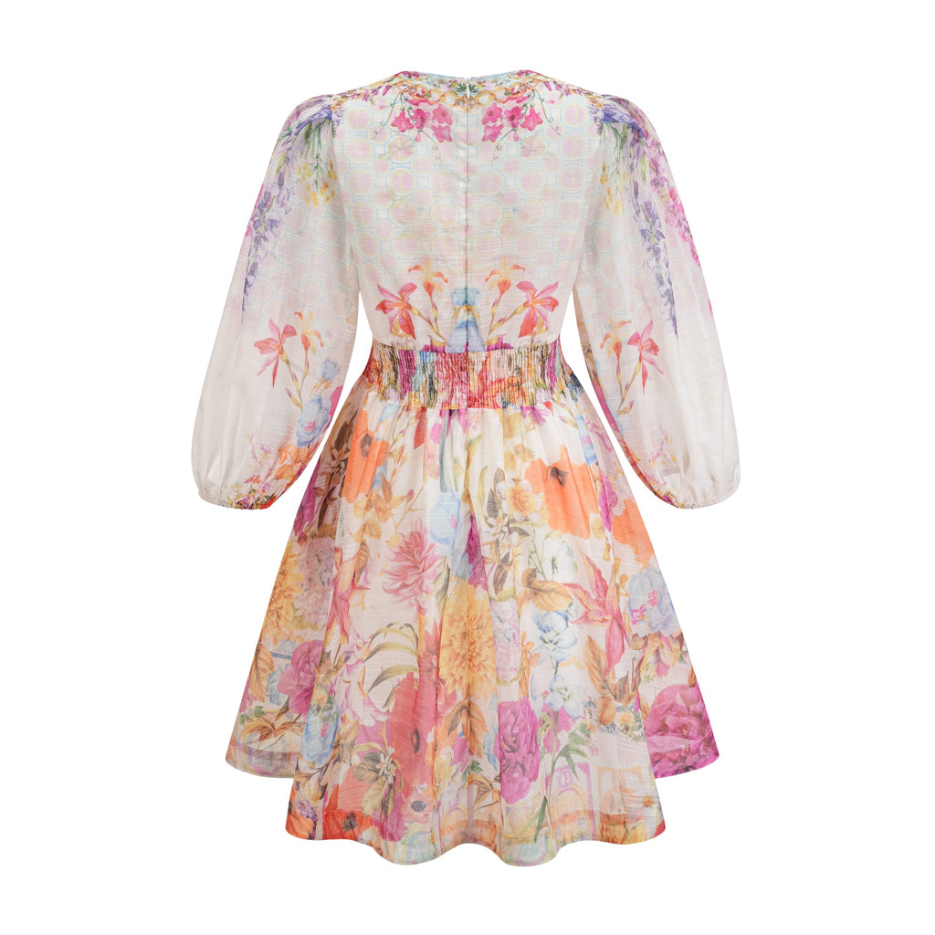 Vestido mini floral Axelle de Final Sale, con diseño colorido y estilo moderno, visible en la imagen.