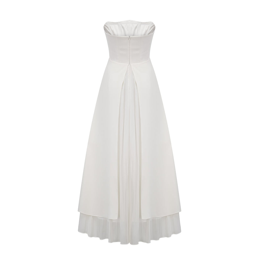 Vanessa white pleated off-shoulder maxi dress (Final Sale-US Only)