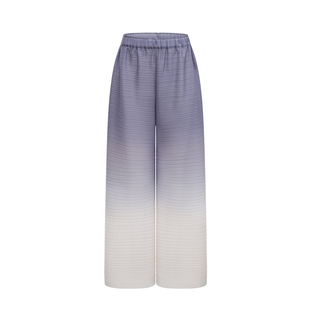 Agathe purple gradient wrinkled blouse & trousers matching set (Final Sale-US Only)