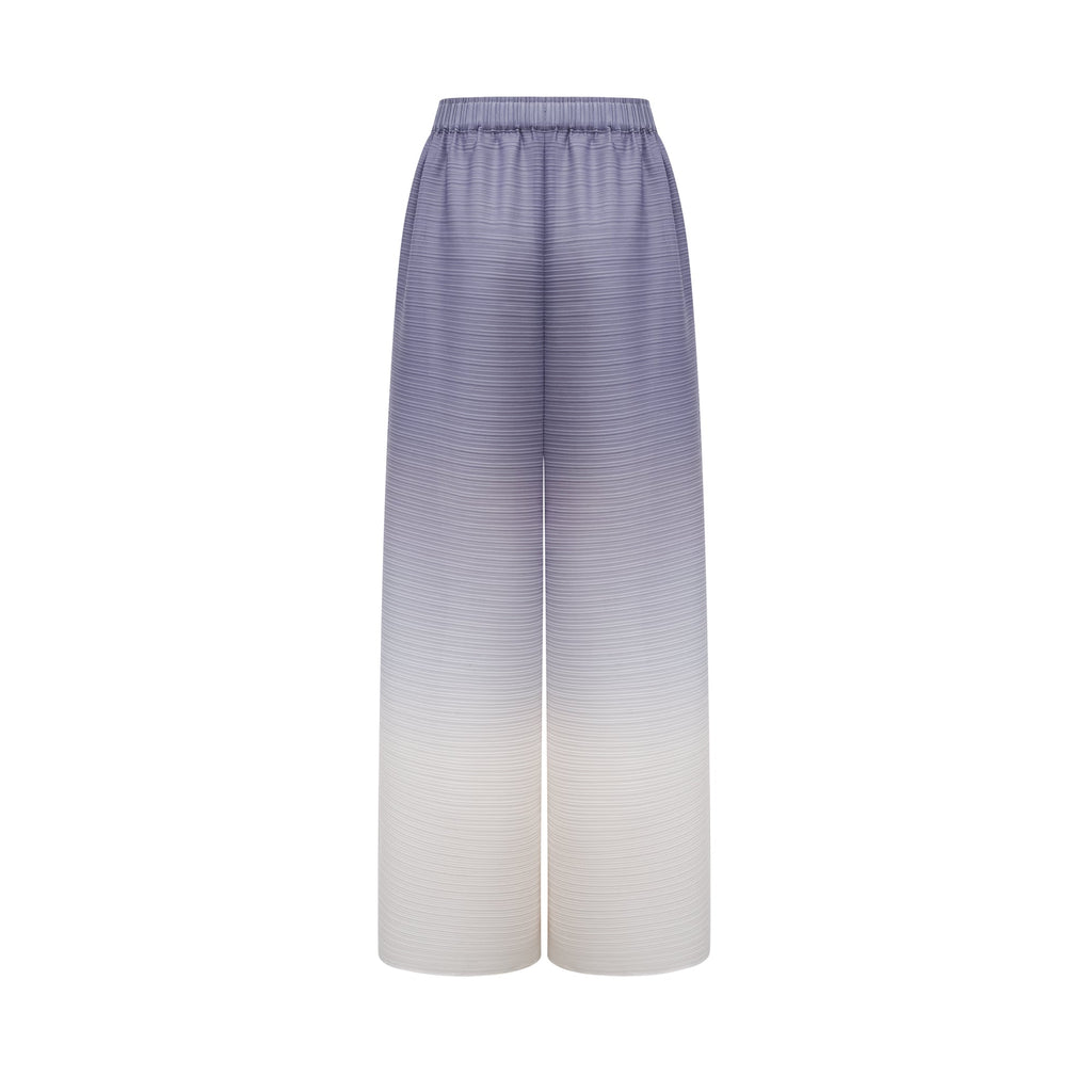 Agathe purple gradient wrinkled blouse & trousers matching set (Final Sale-US Only)