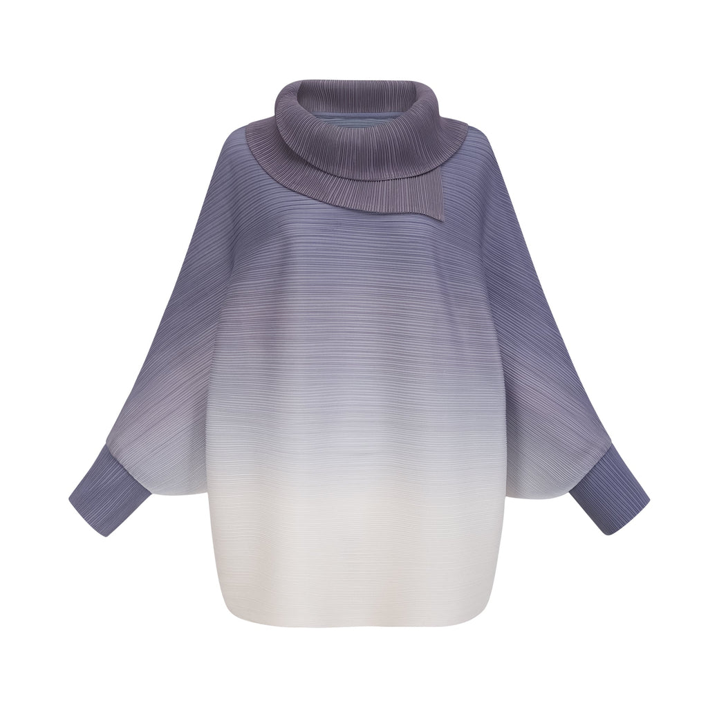 Agathe purple gradient wrinkled blouse & trousers matching set (Final Sale-US Only)