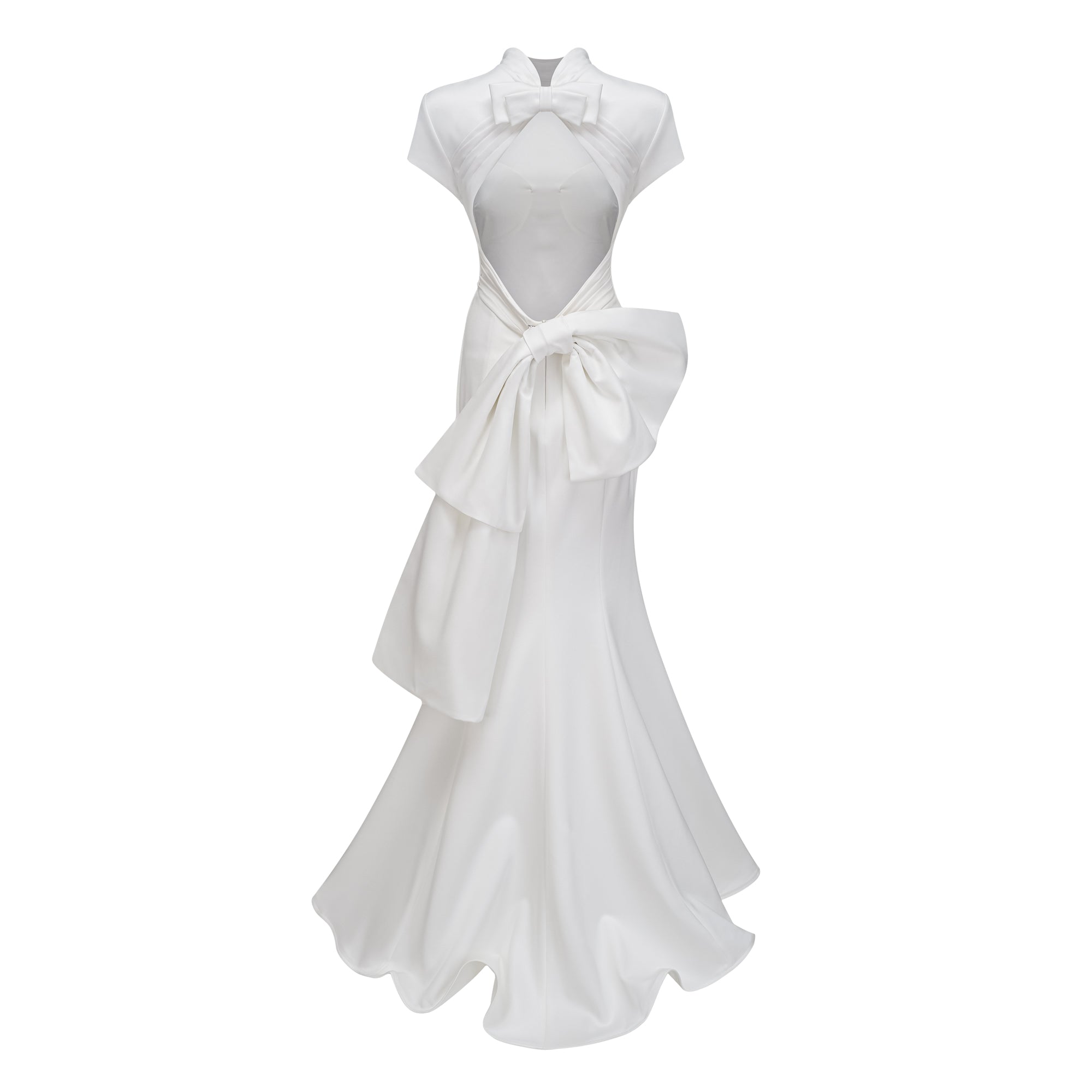 Camille White Statement Bow Mermaid Maxi Dress (Final Sale-US Only)