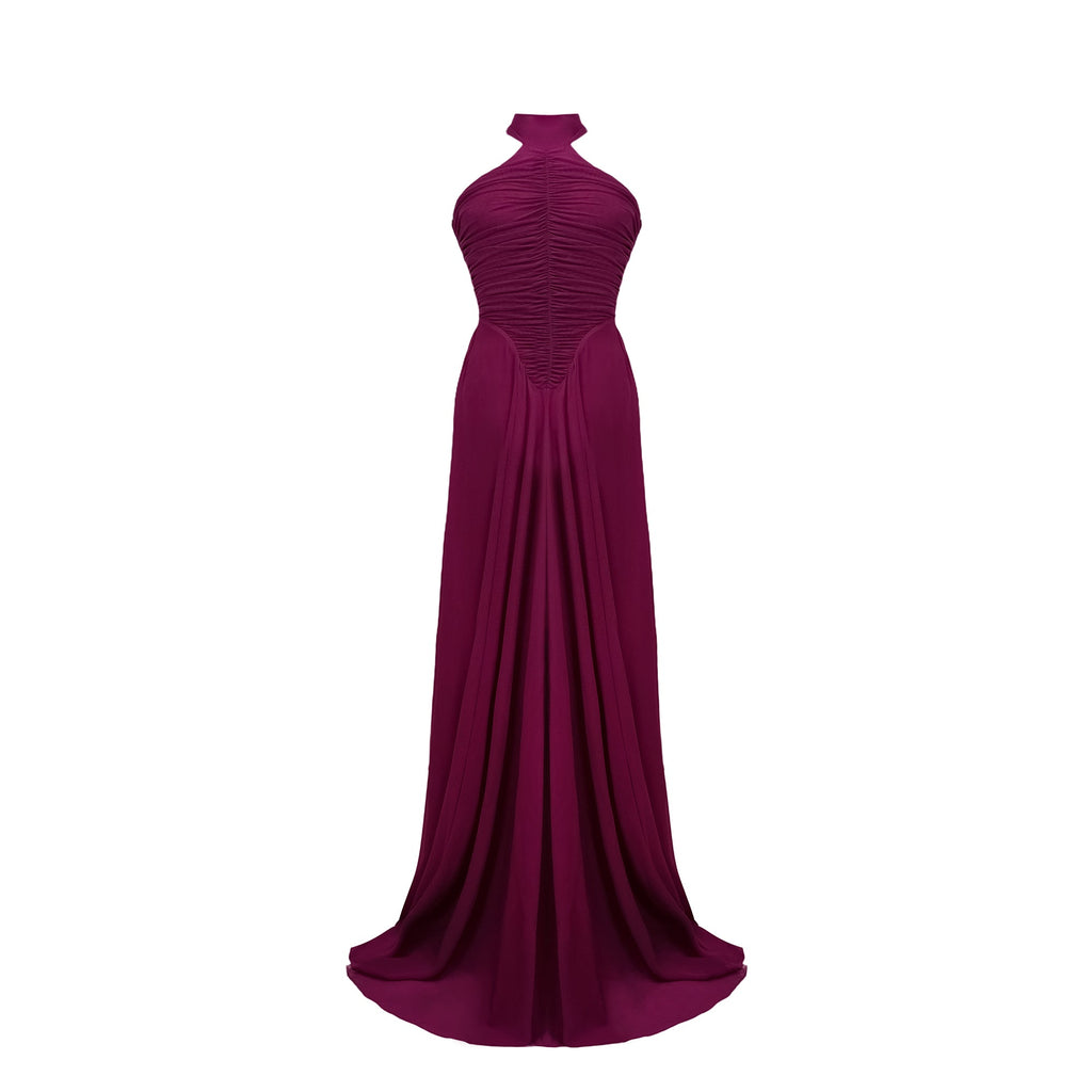 Kerstin Purple Ruched Maxi Dress (Final Sale-US Only)