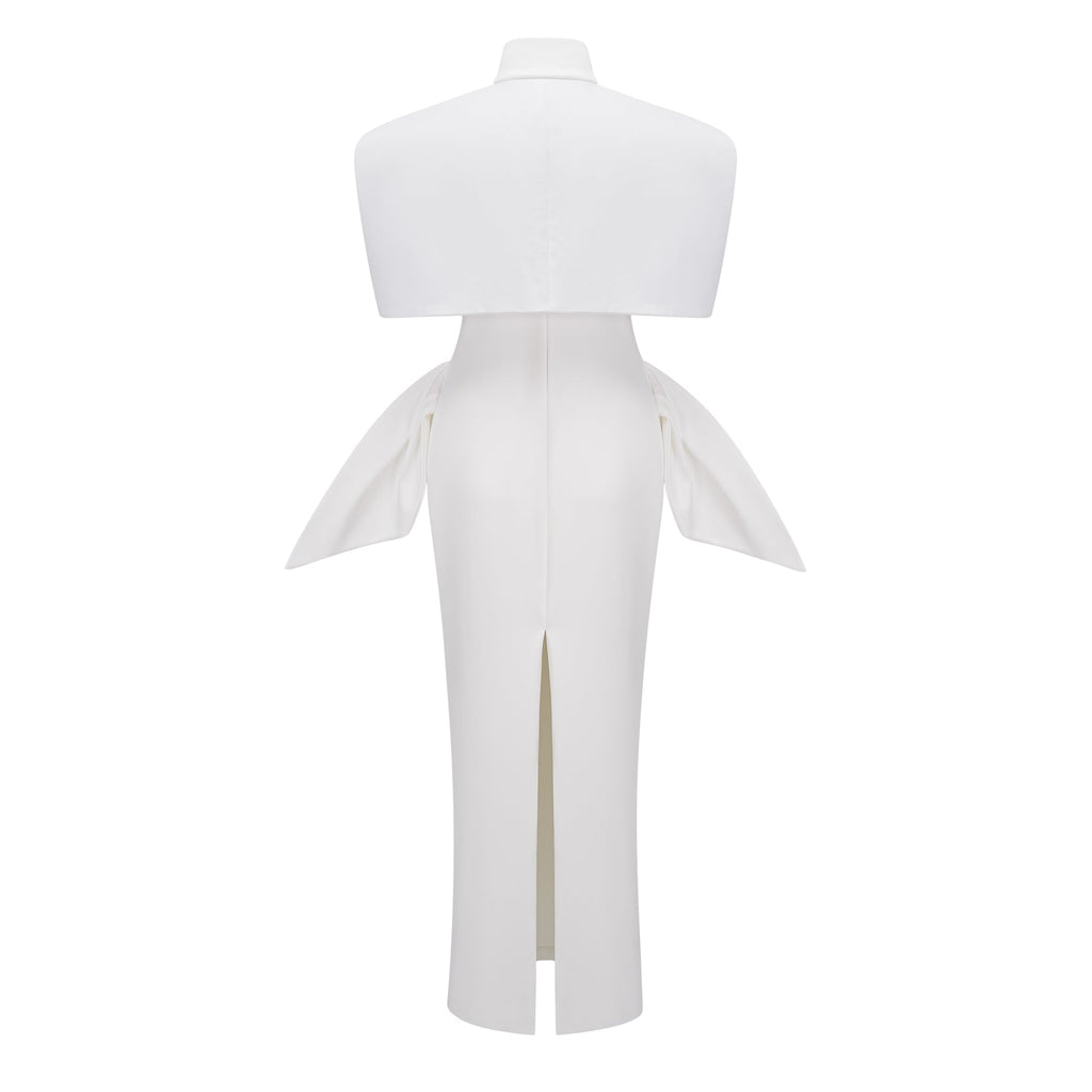 Felice White Structured Cape & Corset Dress Set