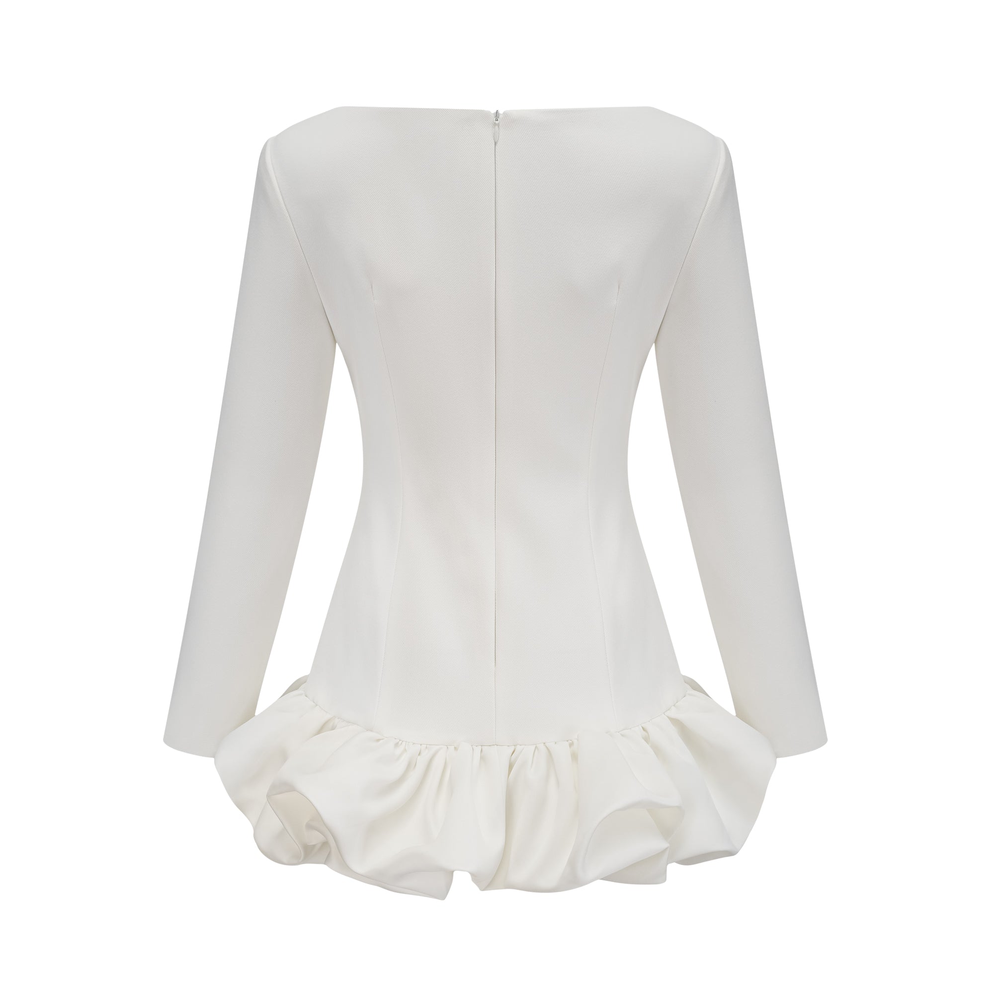 Vestido mini con falda de burbujas Elodie de Final Sale en color blanco, mostrando su diseño elegante y detalles de la prenda