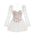 Vivienne white floral-lace corset mini dress  (Final Sale-US Only)