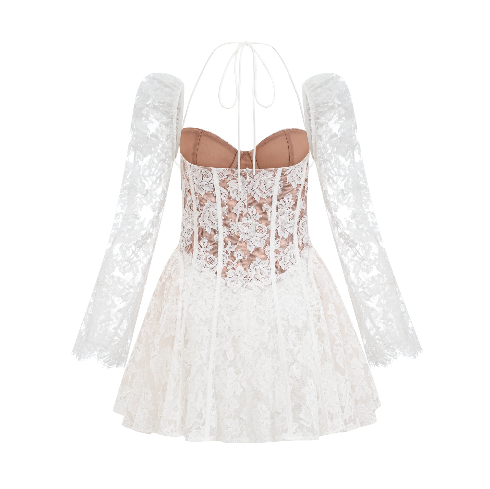 Vivienne white floral-lace corset mini dress  (Final Sale-US Only)