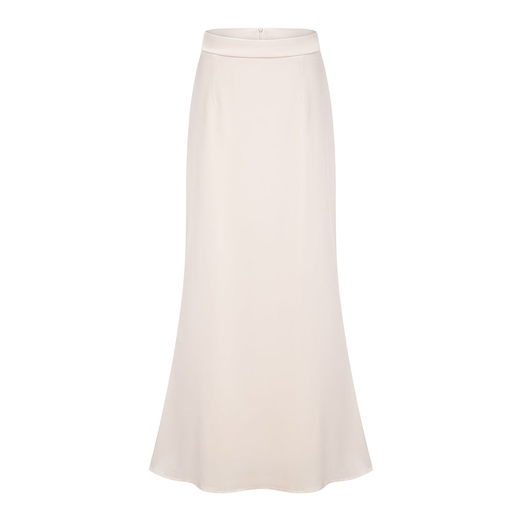 Roxanne Neutral Mock Neck Blouse & Mermaid Skirt Set