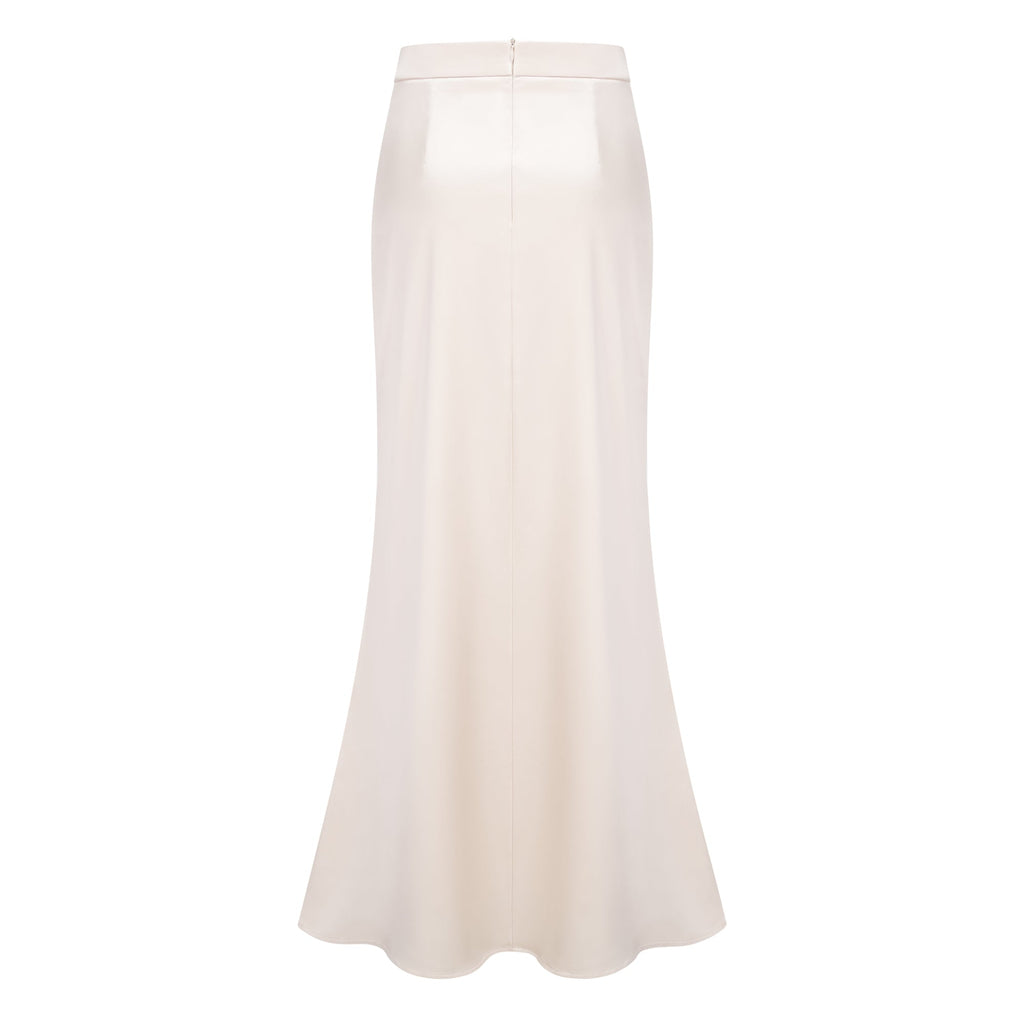 Roxanne Neutral Mock Neck Blouse & Mermaid Skirt Set