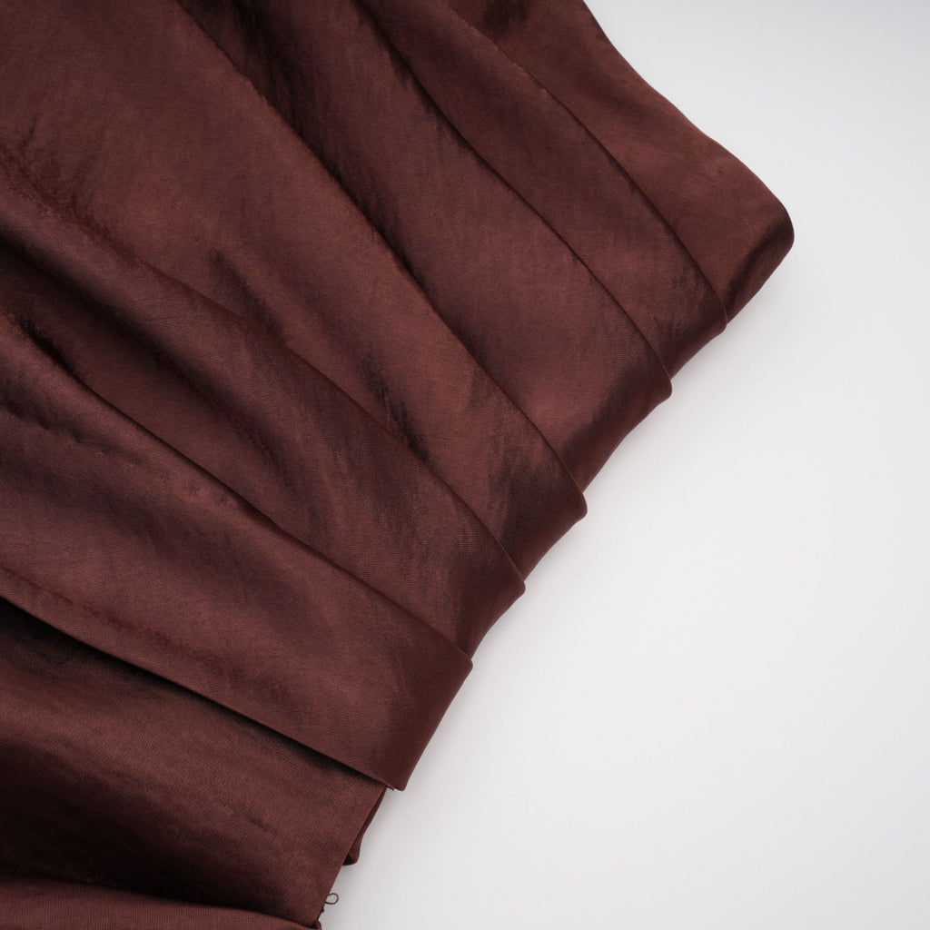 Luisa Brown Asymmetrical Gathered Satin Maxi Dress (Final Sale-US Only)