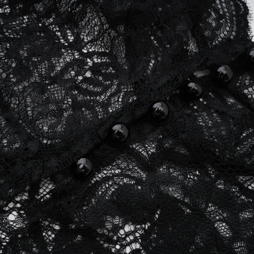 Vestido largo de novia Bokamoso en encaje negro con paneles de encaje, elegante vestido de novia maxi de la marca Bridal.
