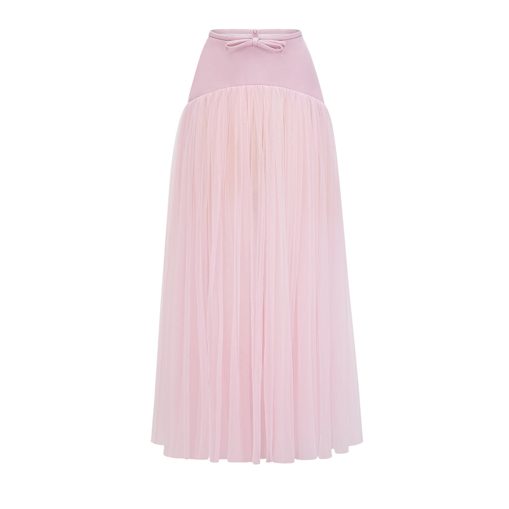 Conjunto de top capa rosa Clara Pink y falda de tul de la marca Bridal, con detalles elegantes y delicados.