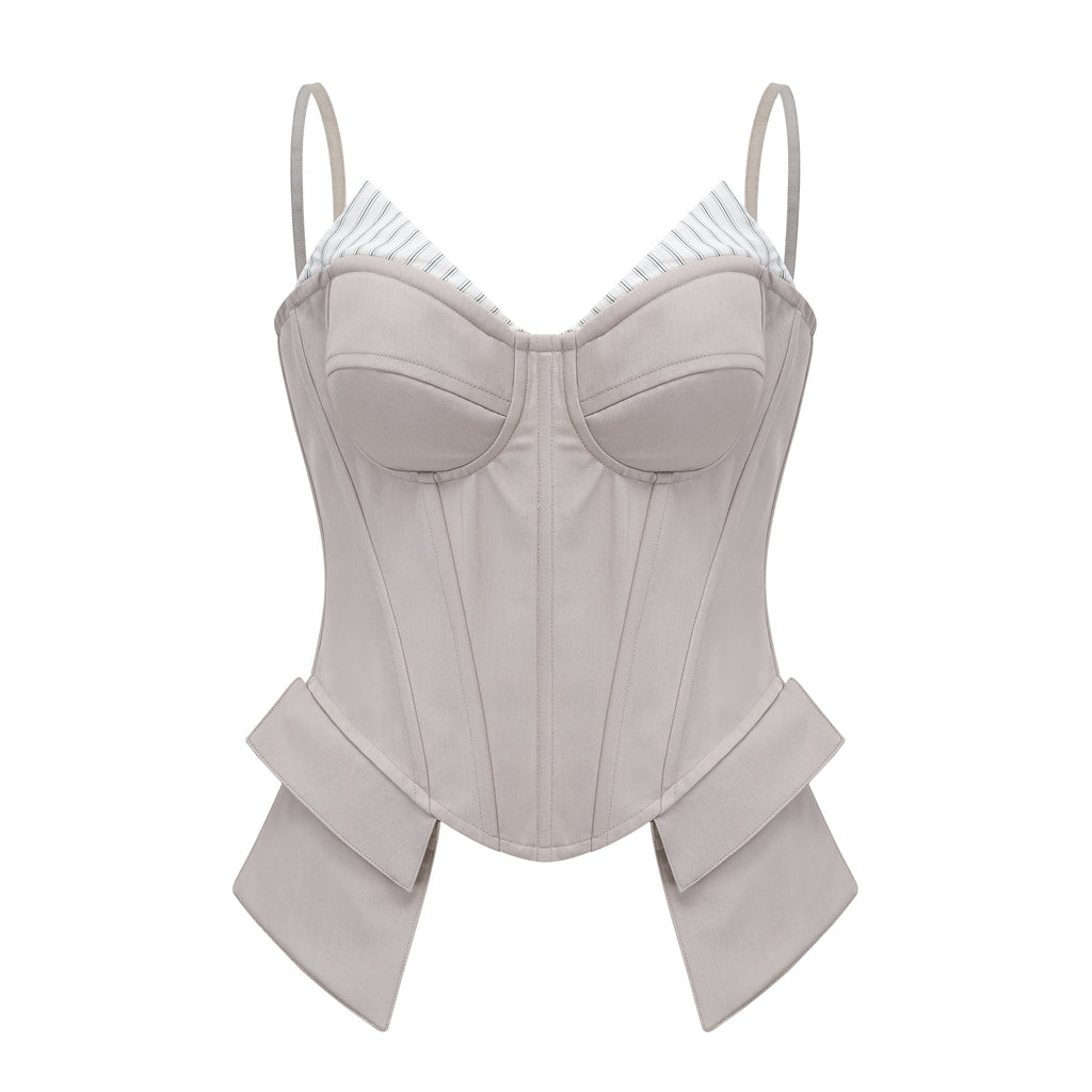 Virág Grey Stripe Panel Corset Top