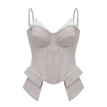 Virág Grey Stripe Panel Corset Top