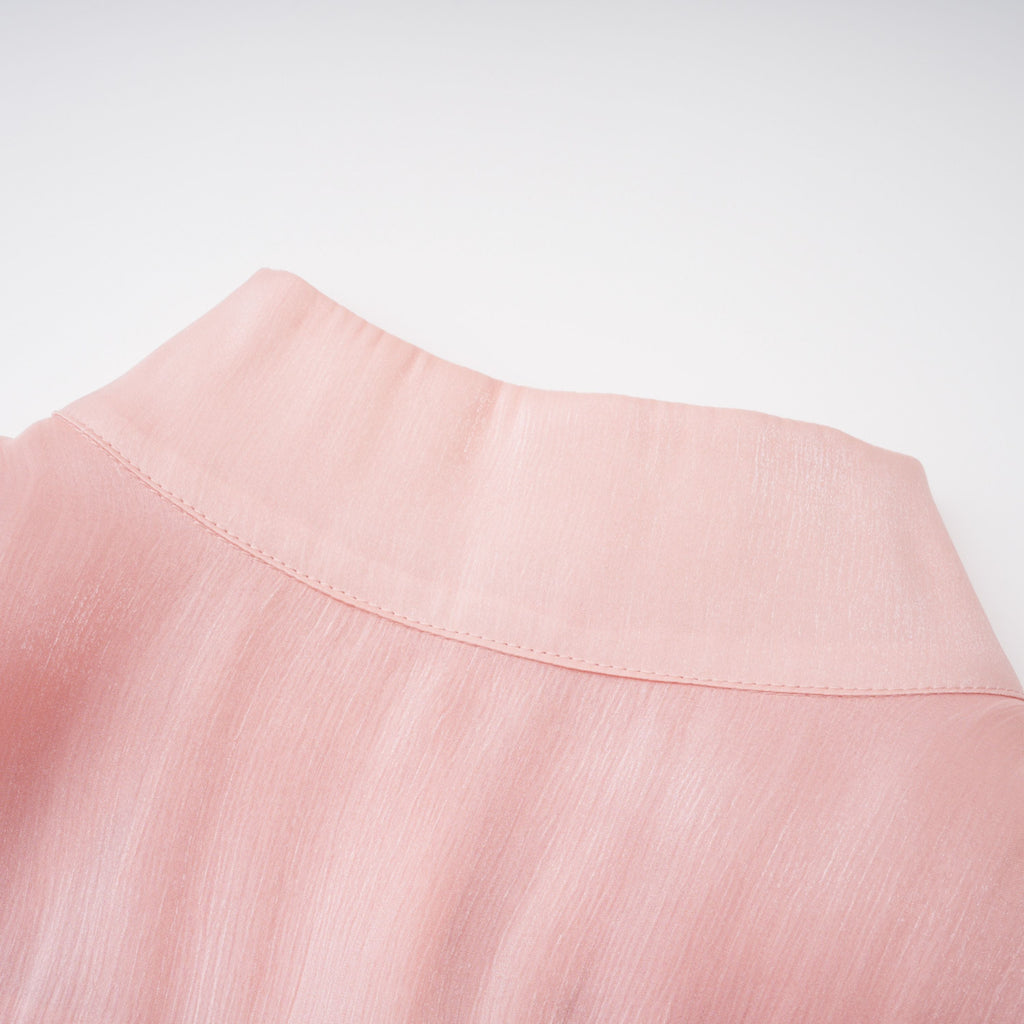 Emersyn Pink High-Neck Ruffled Detail Mini Dress
