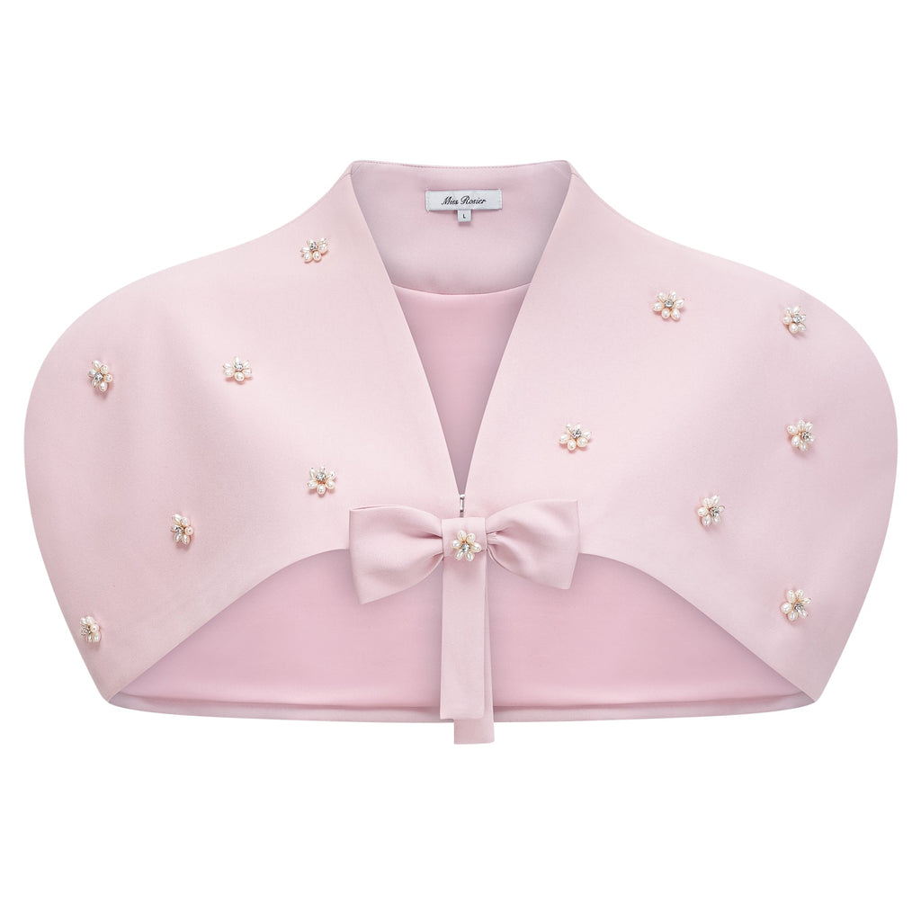 Priscille Pink Shawl & Corset Top & Pleated Skirt Set