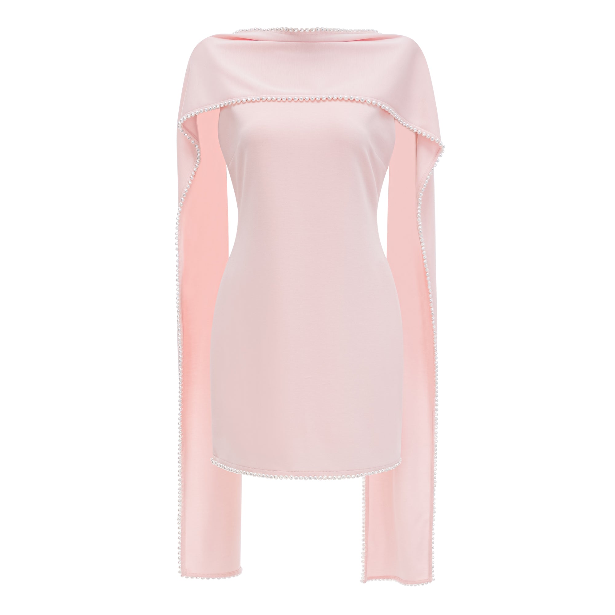 Piroska Pink Sleeveless Pearl Trim Mini Dress