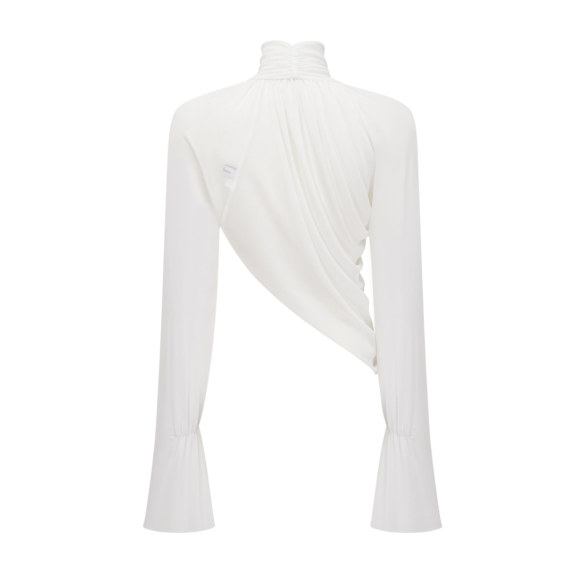 Giuseppina White High Neck Cut-Out Top & Skirt Set