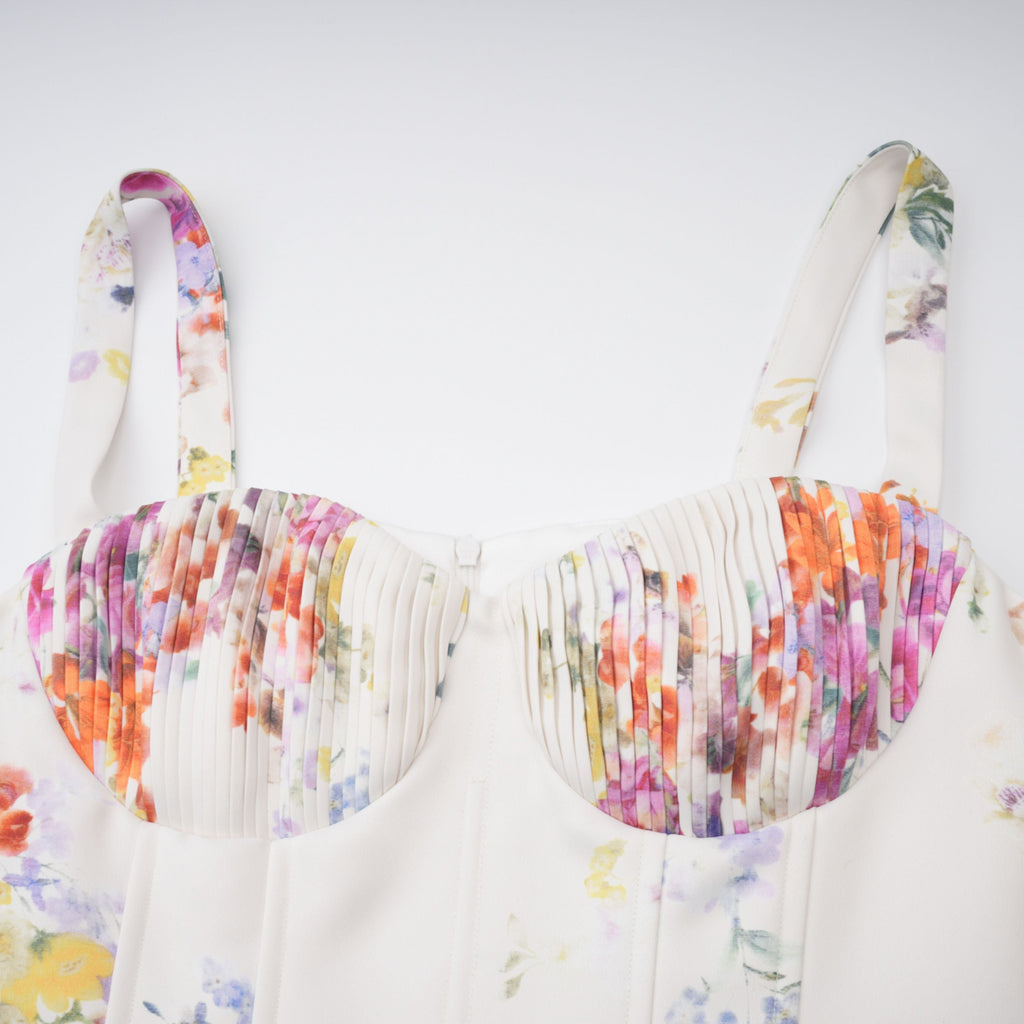 Juliette White Self-Tie Floral Print Mini Dress