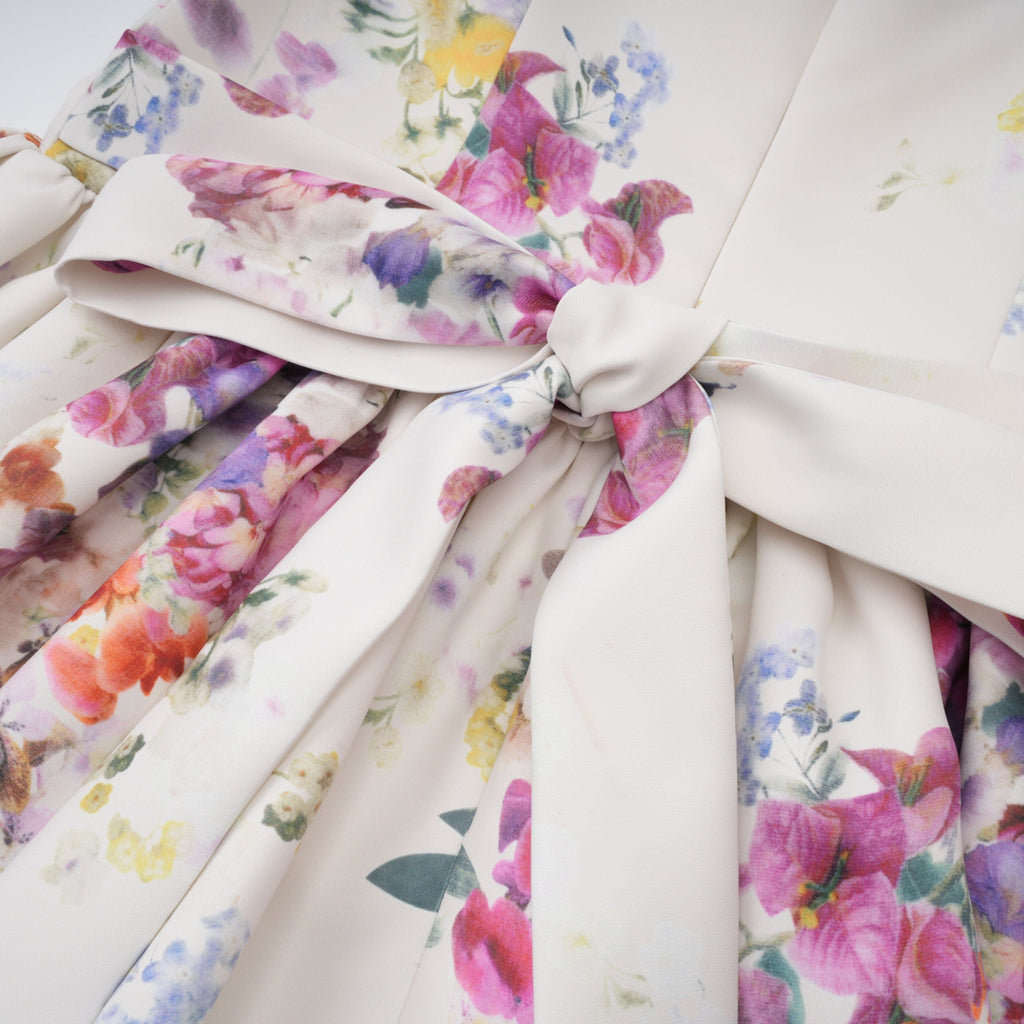 Juliette White Self-Tie Floral Print Mini Dress