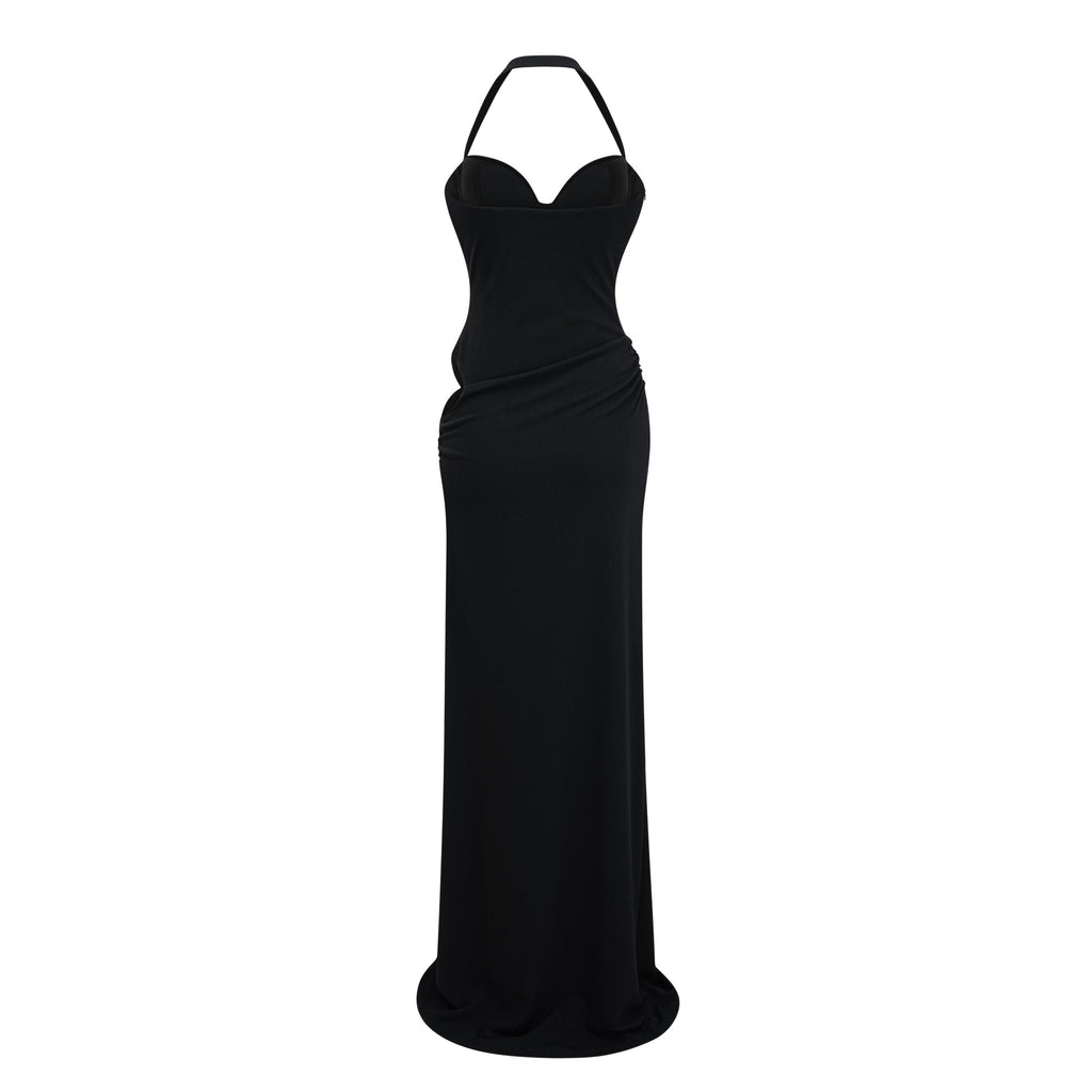 Kaelin Black Halterneck Cut Out  Maxi Dress (Final Sale-US Only)