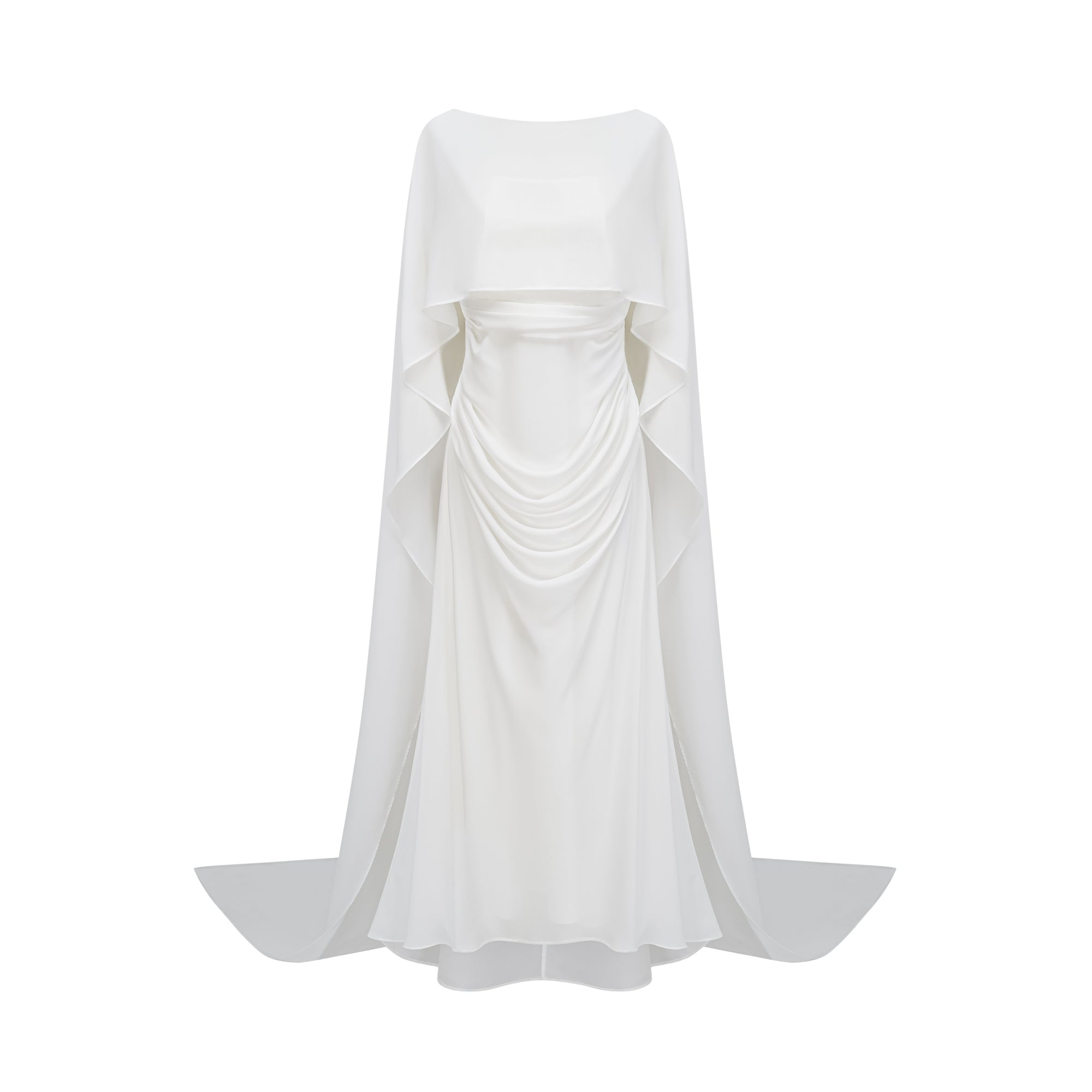 Conjunto de vestido y capa de tul blanco Léonie de Final Sale, con detalles elegantes y delicados para ocasiones especiales.