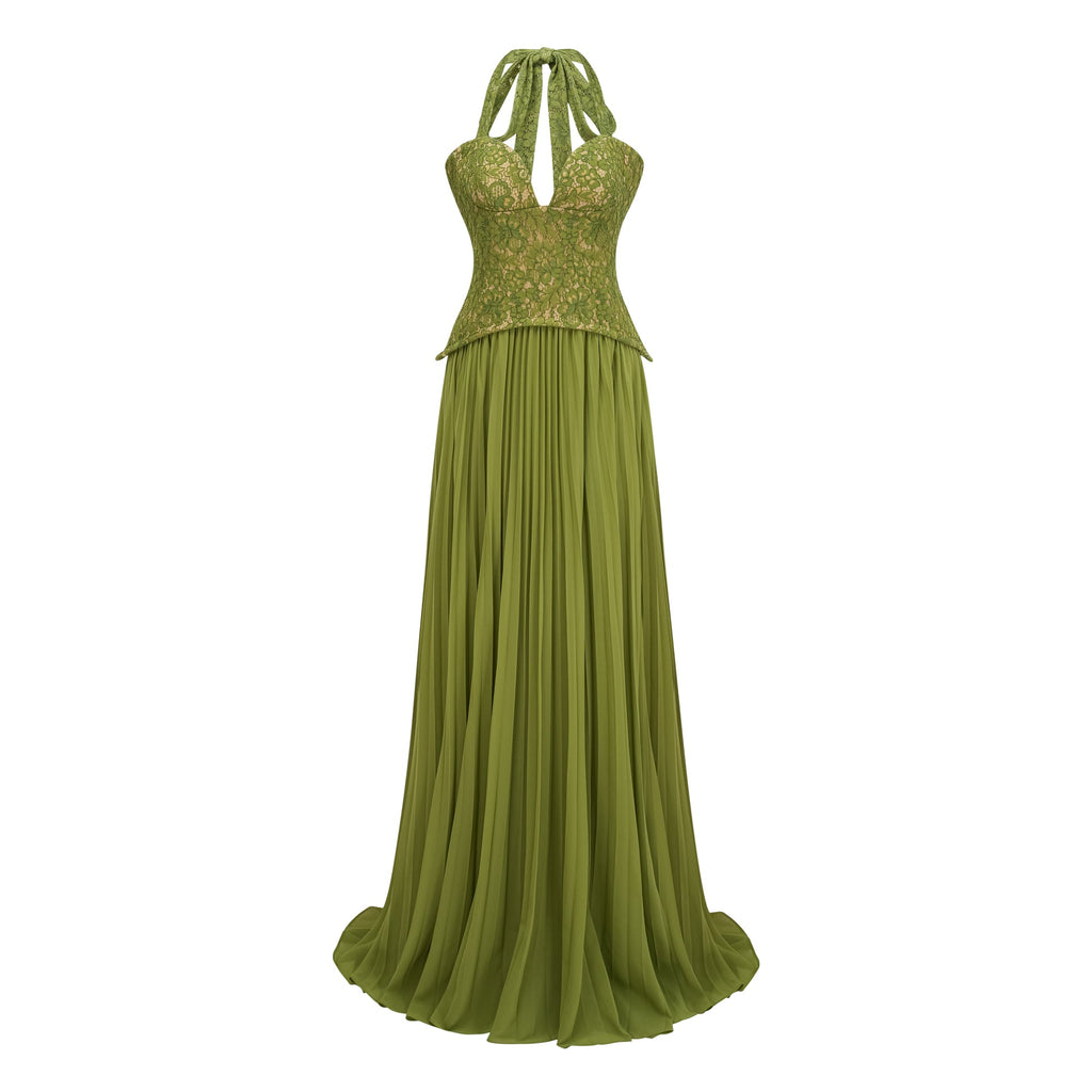 Vestido de gala Ronja Emerald de MRParis, vestido corsé largo en color verde esmeralda, con detalles elegantes y ajustados.