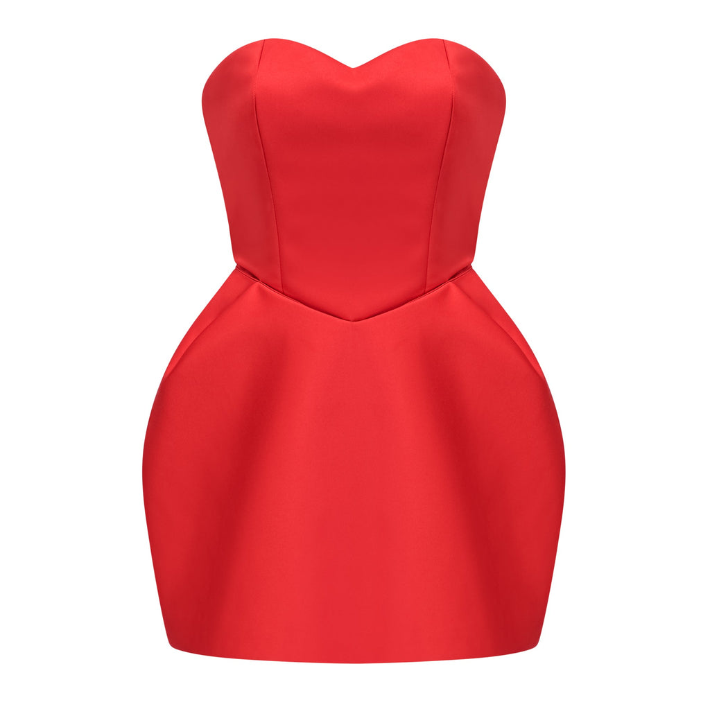 Laure Red Heart Off-shoulder Mini Dress (Final Sale-US Only)