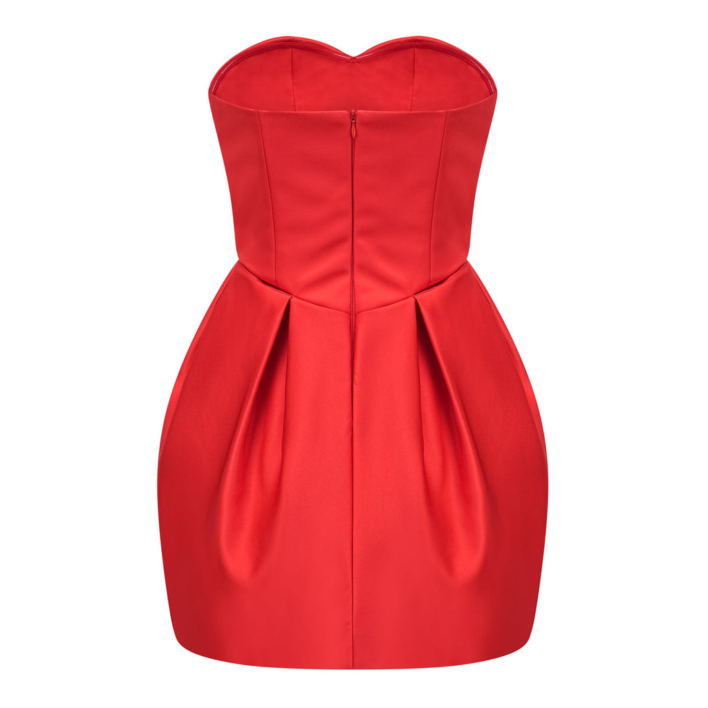 Laure Red Heart Off-shoulder Mini Dress (Final Sale-US Only)