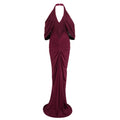 Eléa Red Cold Shoulder Draped Maxi Dress