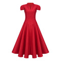 Vestido midi rojo de diseño godet Aventin, de la marca Final Sale, con estilo elegante y detalles llamativos.