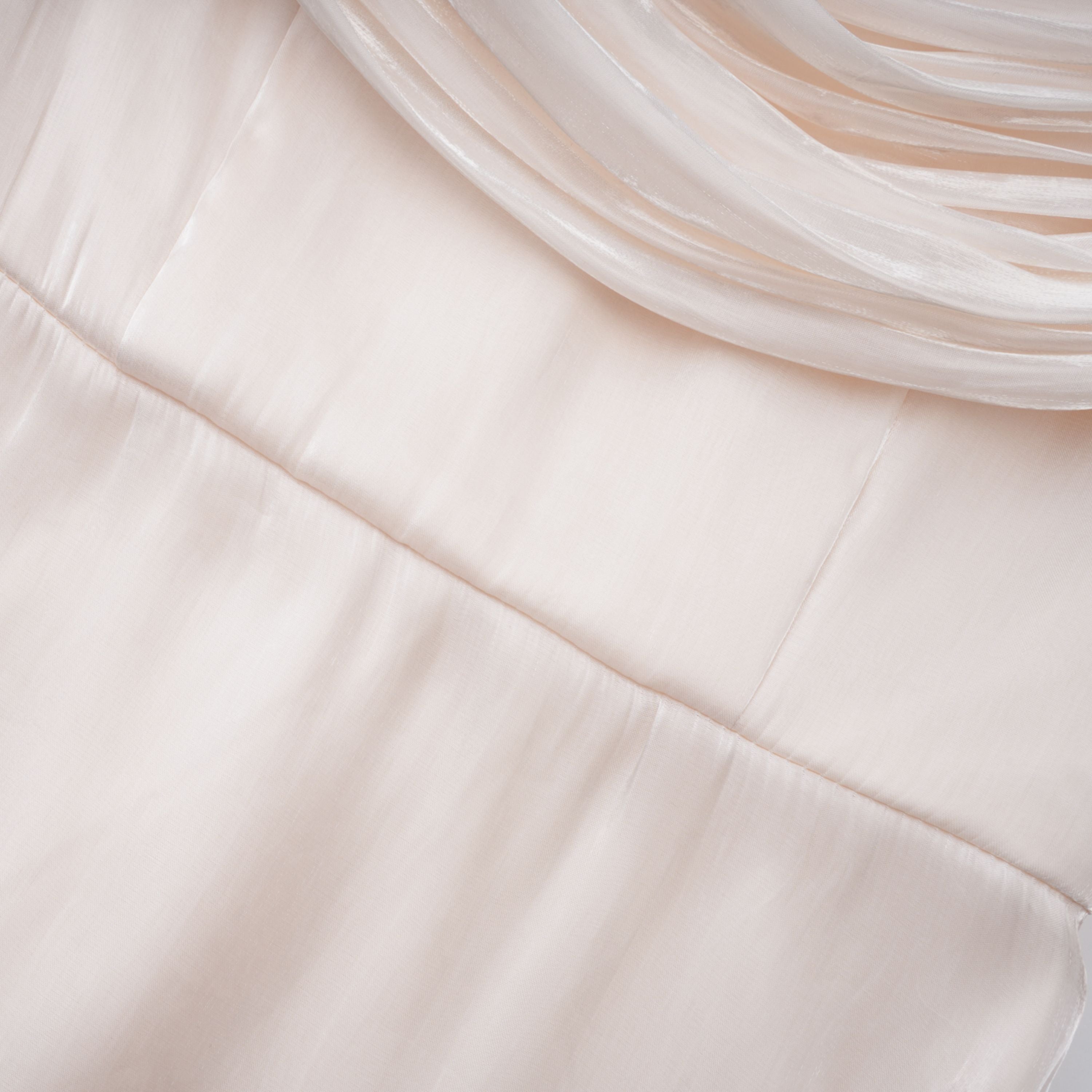 Hege Cream Glossy Ruched Cape Maxi Dress (Final Sale-US Only)