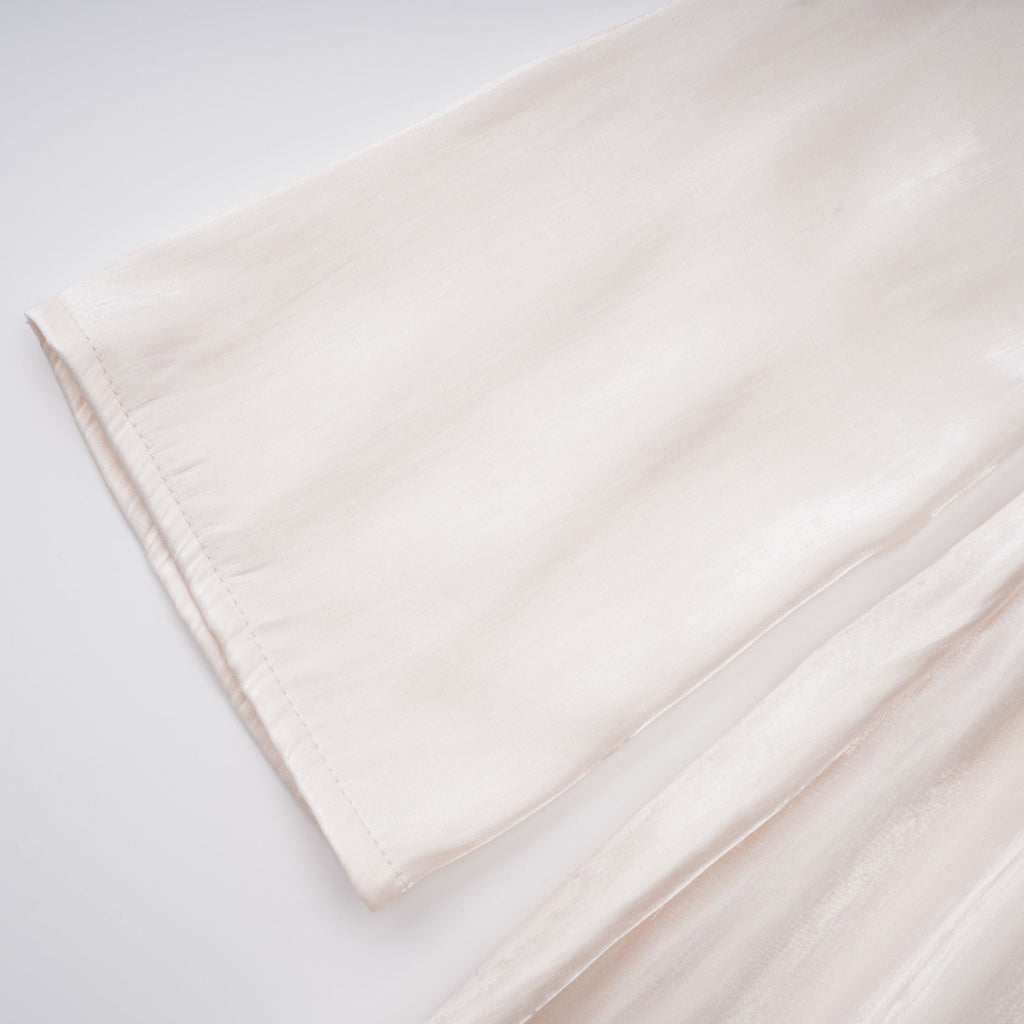 Hege Cream Glossy Ruched Cape Maxi Dress (Final Sale-US Only)