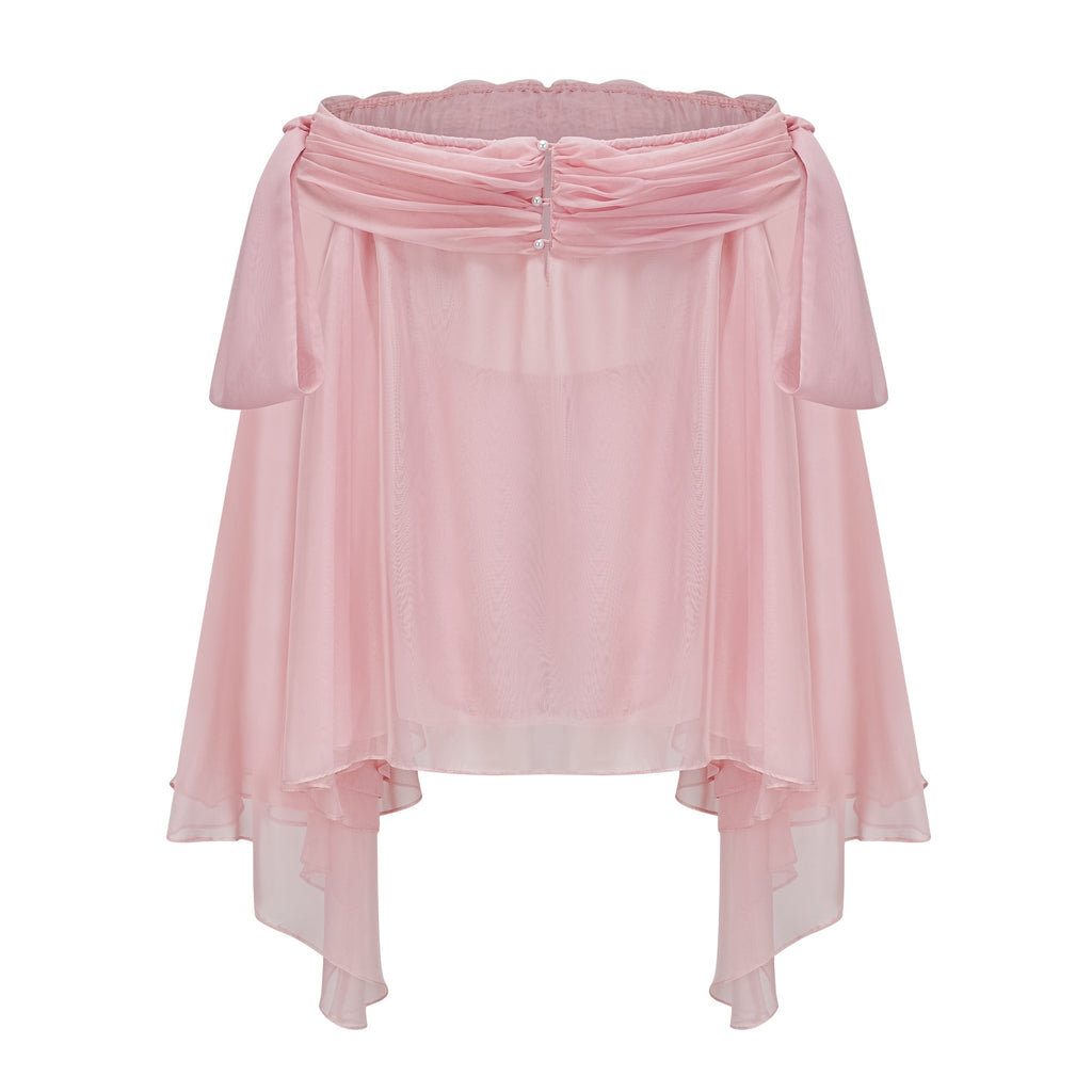 Vestido mini Avril rosa con lazo drapeado, estilo slip, de la marca Final Sale, mostrado en la imagen DSC05860.