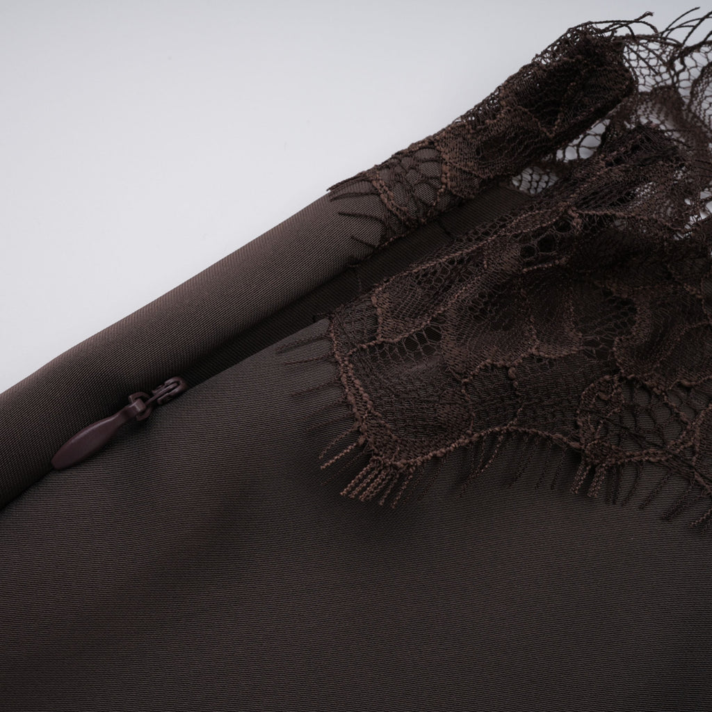 Henrik Brown Lace Trim Dress