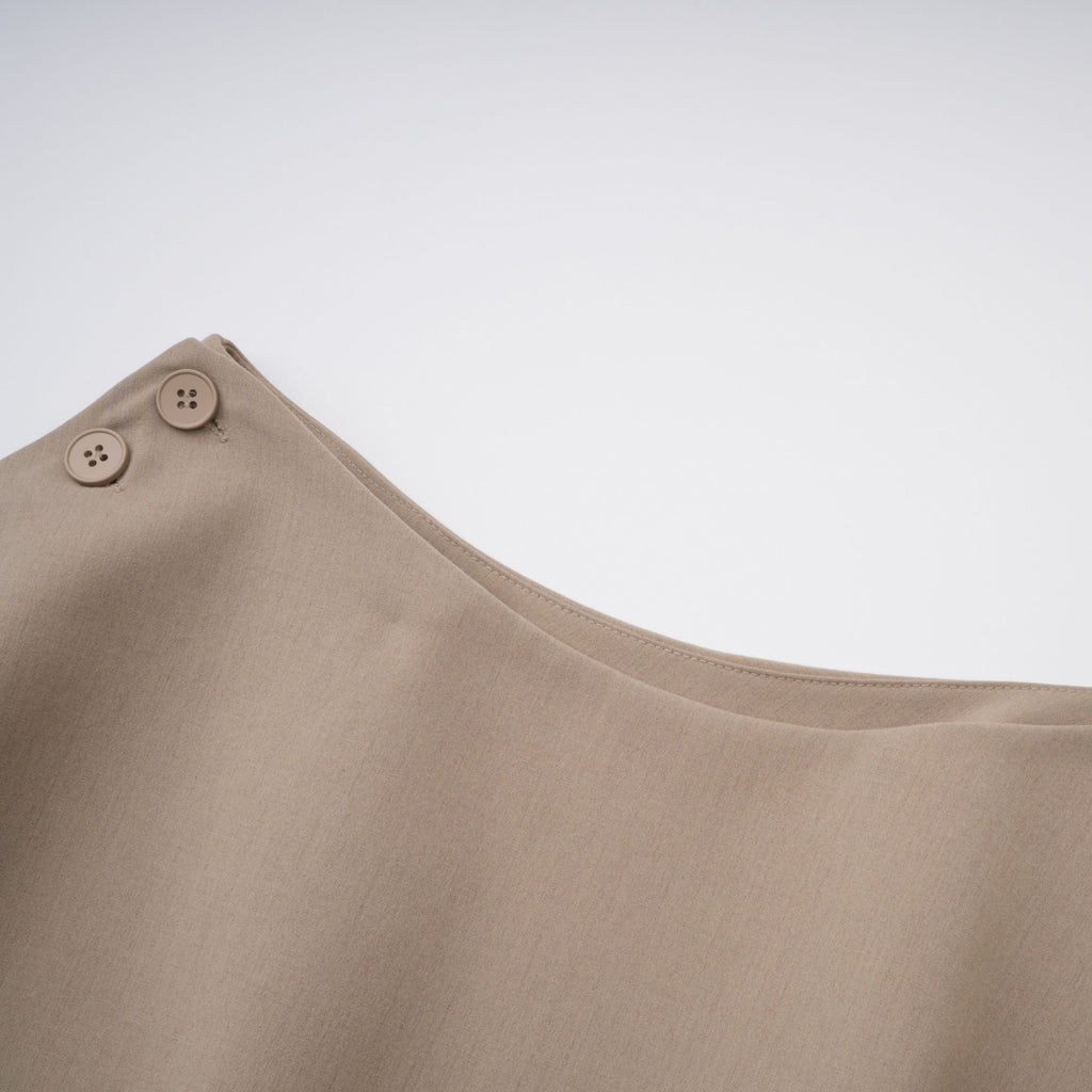 Filomena Beige Draped Asymmetrical Mini Skirt