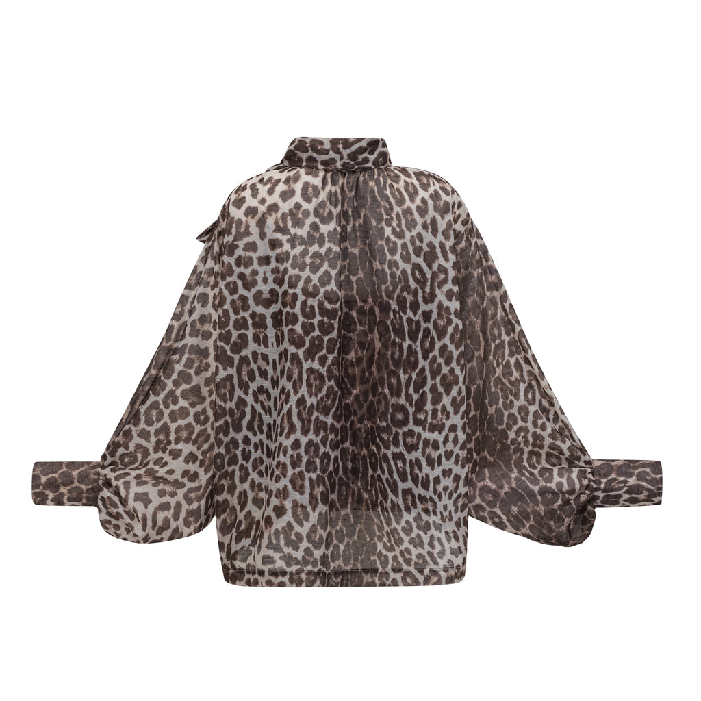 Belle leopard-print oversize-sleeved blouse (Final Sale-US Only)