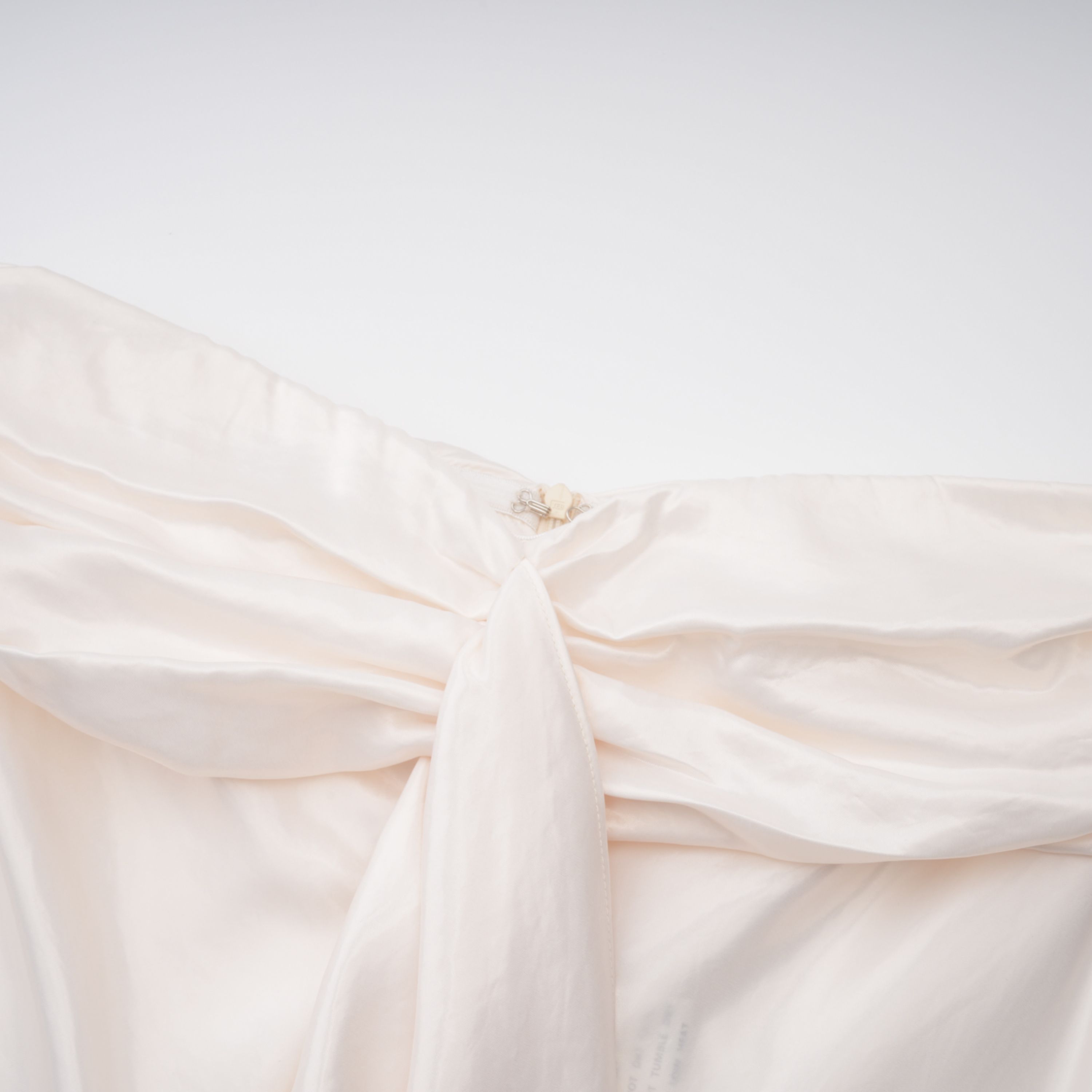 Lilla Beige Strapless Ruffled Satin Maxi Dress  (Final Sale-US Only)